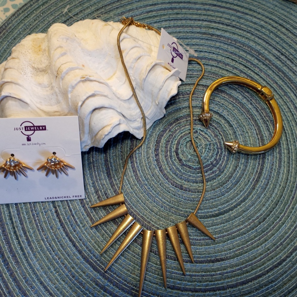 Point Taken Gold-Tone Necklace, Bracelet, Earrings